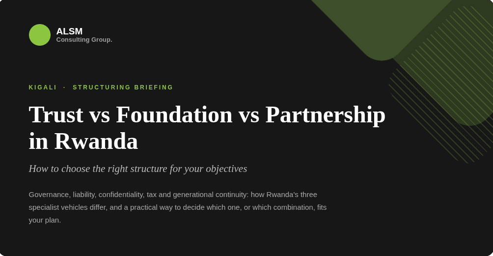 Trust vs Foundation vs Partnership in Rwanda
